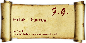 Füleki György névjegykártya