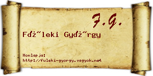 Füleki György névjegykártya